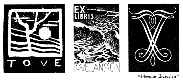Tove Jansson Ex Libris x3