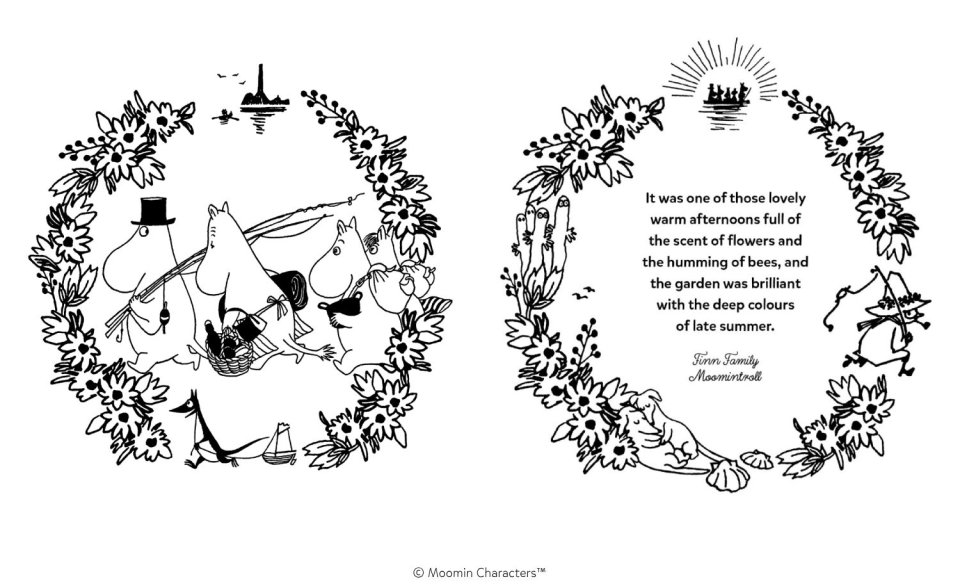 Moomin wreath colouring pages