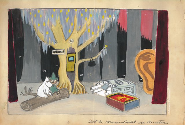 Comet in Moominland set design sketches: from Tove Jansson's archives