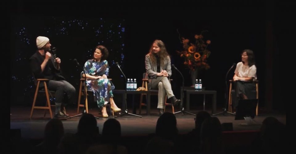 Samuli Kosminen, Emma Klingenberg and Lauri Porra interviewed at the Tove Festival in Helsinki by Nanette Forsström.